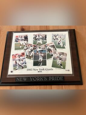 1993 New York Giants Team Photo Plaque Wood w/Plexiglass Gold Engraving